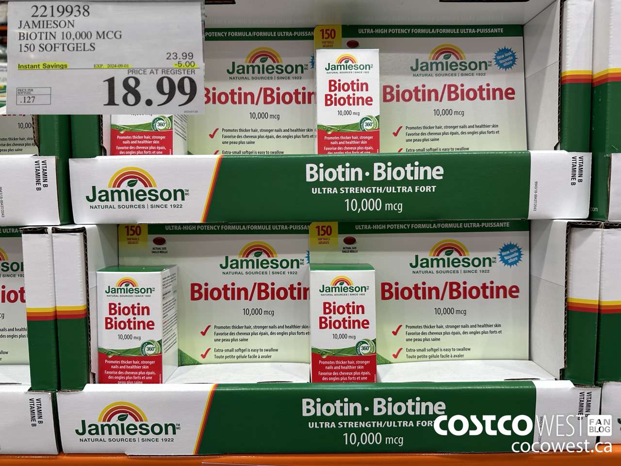 2219938 JAMIESON BIOTIN 10,000 MCG 150 SOFTGELS ($5.00 INSTANT SAVINGS EXPIRES ON 2024-09-01) $18.99