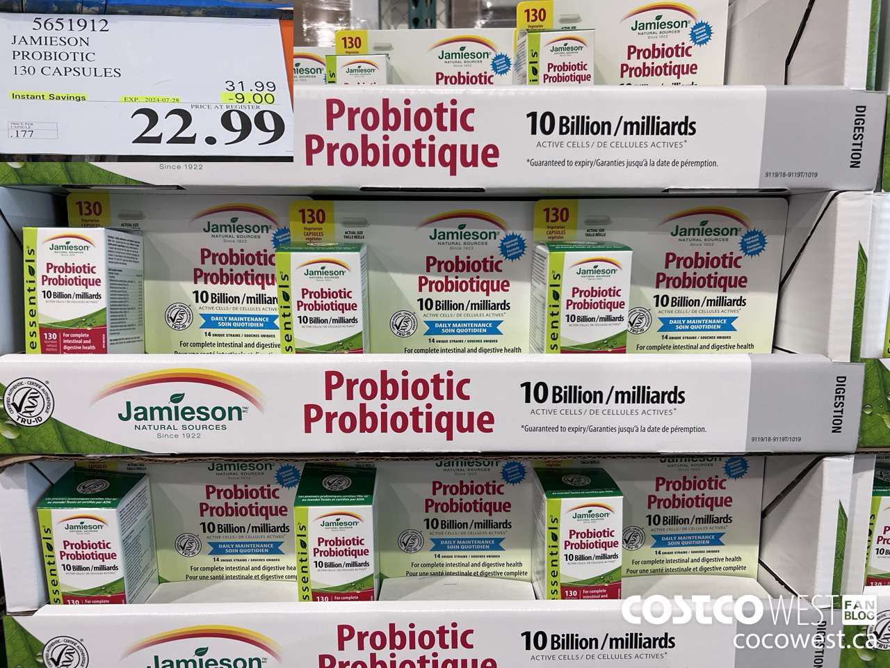 5651912 JAMIESON PROBIOTIC 130 CAPSULES ($9.00 INSTANT SAVINGS EXPIRES ON 2024-07-28) $22.99