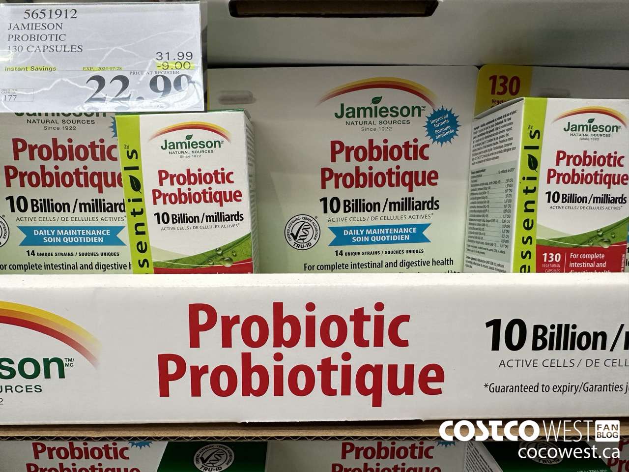 5651912 JAMIESON PROBIOTIC 130 CAPSULES ($9.00 INSTANT SAVINGS EXPIRES ON 2024-07-28) $22.99