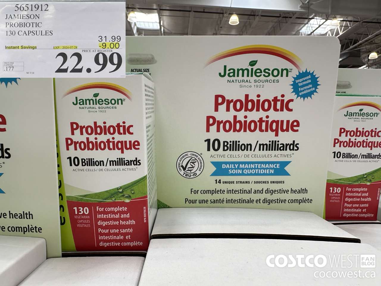 5651912 JAMIESON PROBIOTIC 130 CAPSULES ($9.00 INSTANT SAVINGS EXPIRES ON 2024-07-28) $22.99