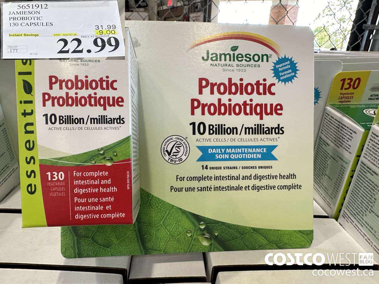 5651912 JAMIESON PROBIOTIC 130 CAPSULES ($9.00 INSTANT SAVINGS EXPIRES ON 2024-07-28) $22.99