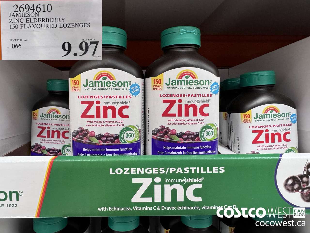 2694610 JAMIESON ZINC ELDERBERRY 150 FLAVOURED LOZENGES $9.97