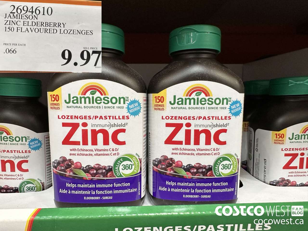 2694610 JAMIESON ZINC ELDERBERRY 150 FLAVOURED LOZENGES $9.97