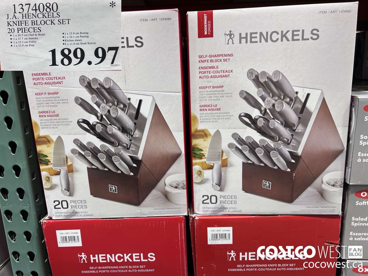 1374080 J.A. HENCKELS KNIFE BLOCK SET 20 PIECES $189.97