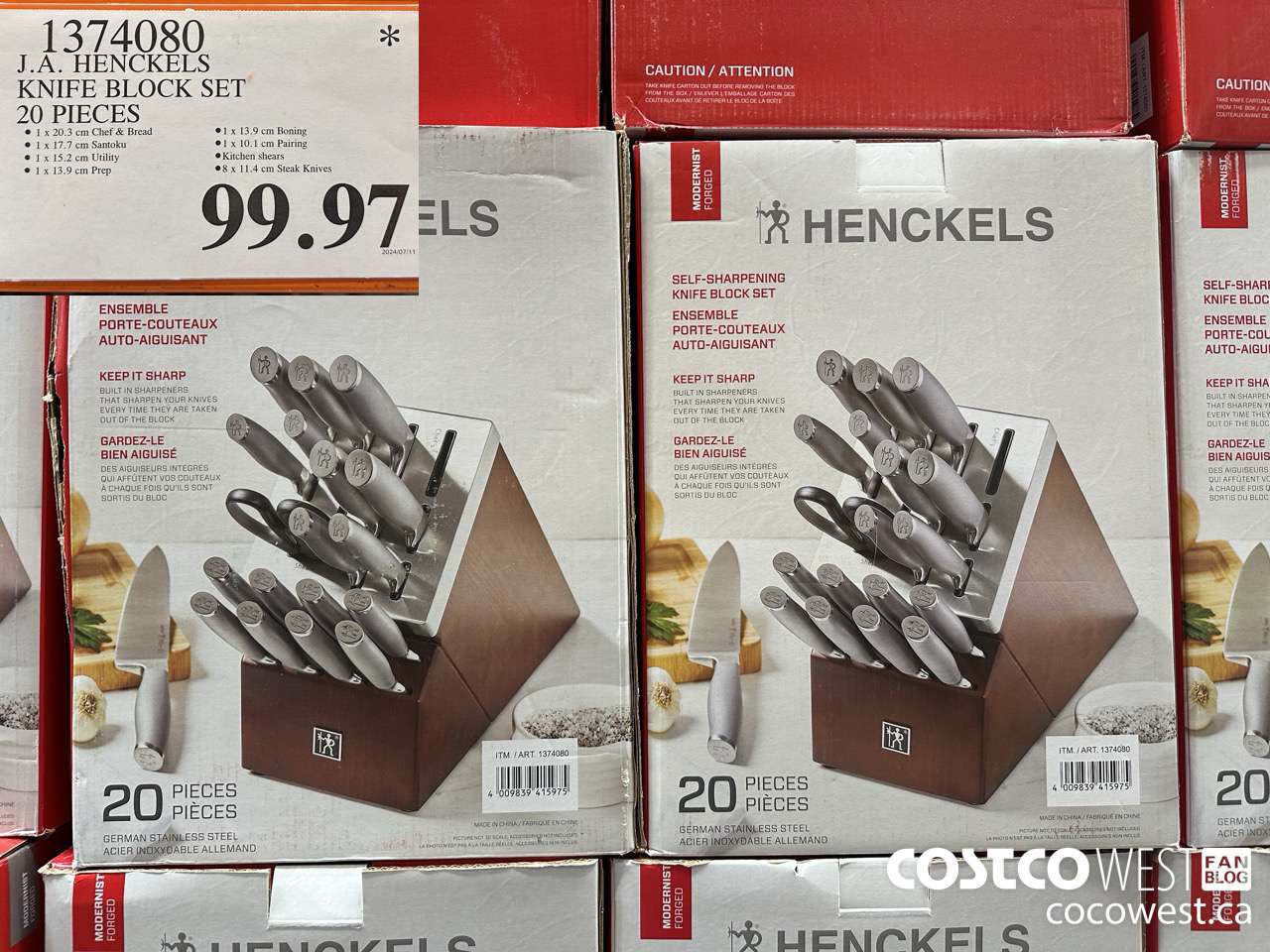 1374080 J.A. HENCKELS KNIFE BLOCK SET 20 PIECES $99.97