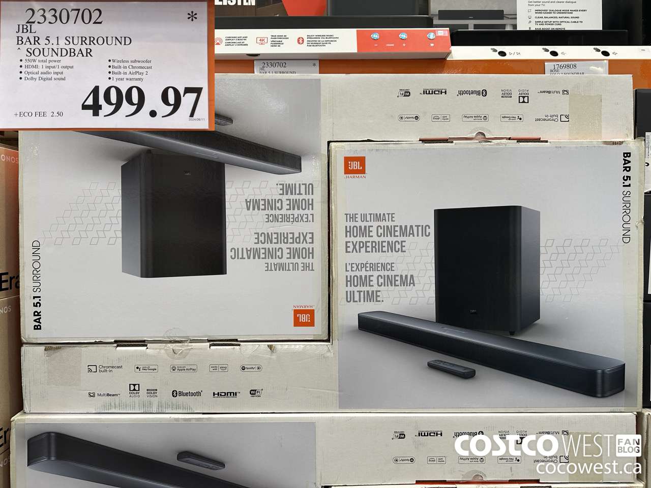 2330702 JBL BAR 5.1 SURROUND SOUNDBAR $499.97