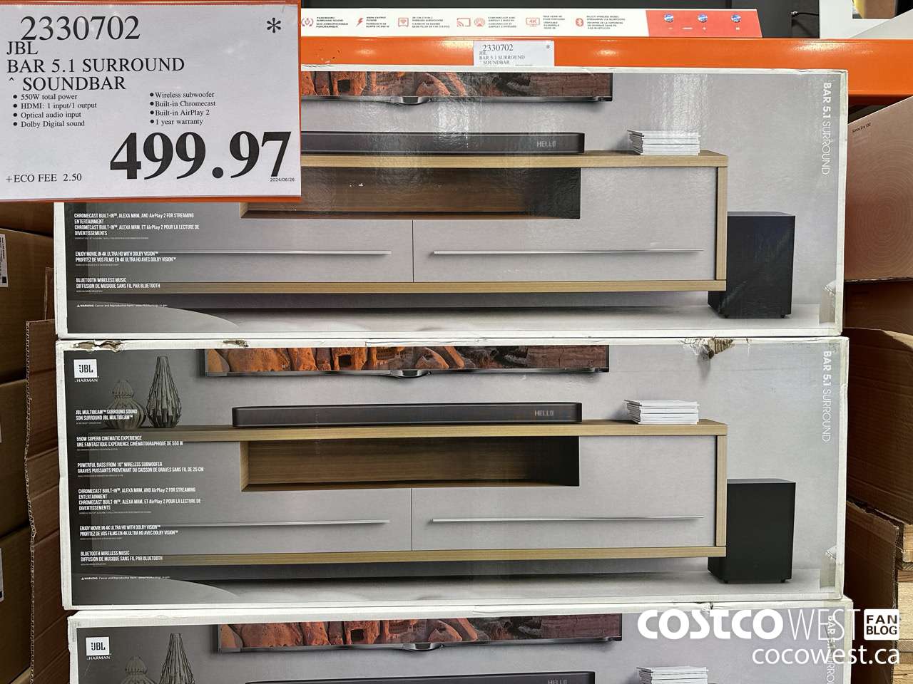 2330702 JBL BAR 5.1 SURROUND SOUNDBAR $499.97