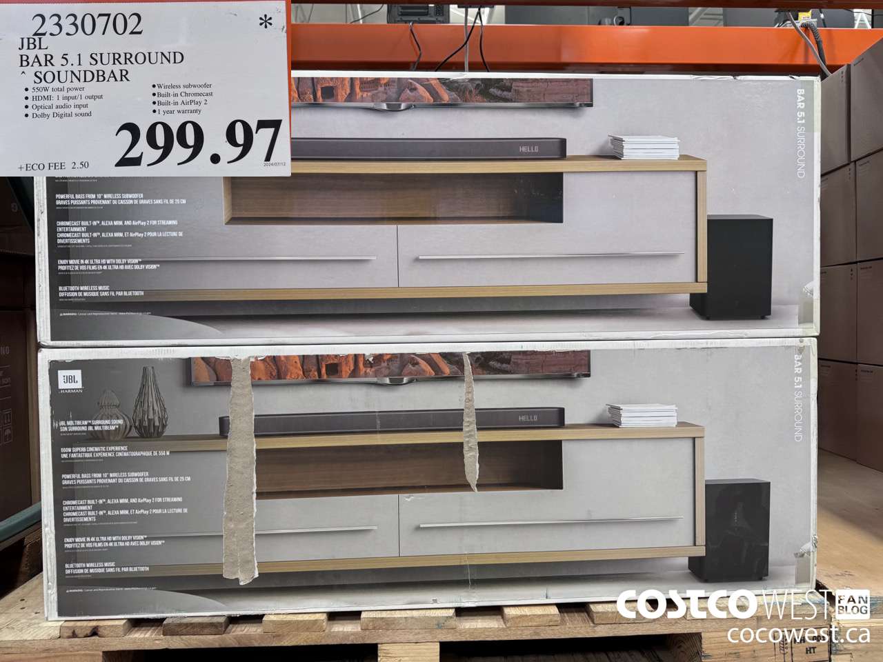 2330702 JBL BAR 5.1 SURROUND SOUNDBAR $299.97