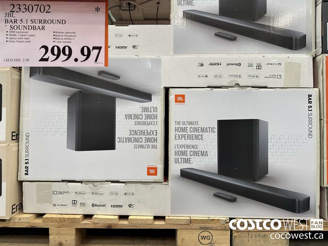 2330702 JBL BAR 5.1 SURROUND SOUNDBAR $299.97