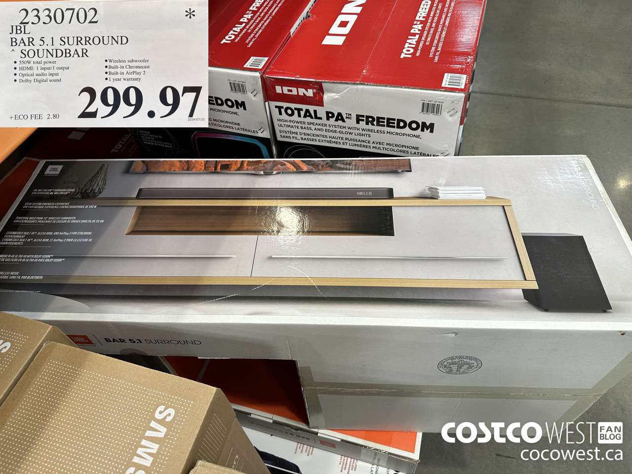 2330702 JBL BAR 5.1 SURROUND SOUNDBAR $299.97