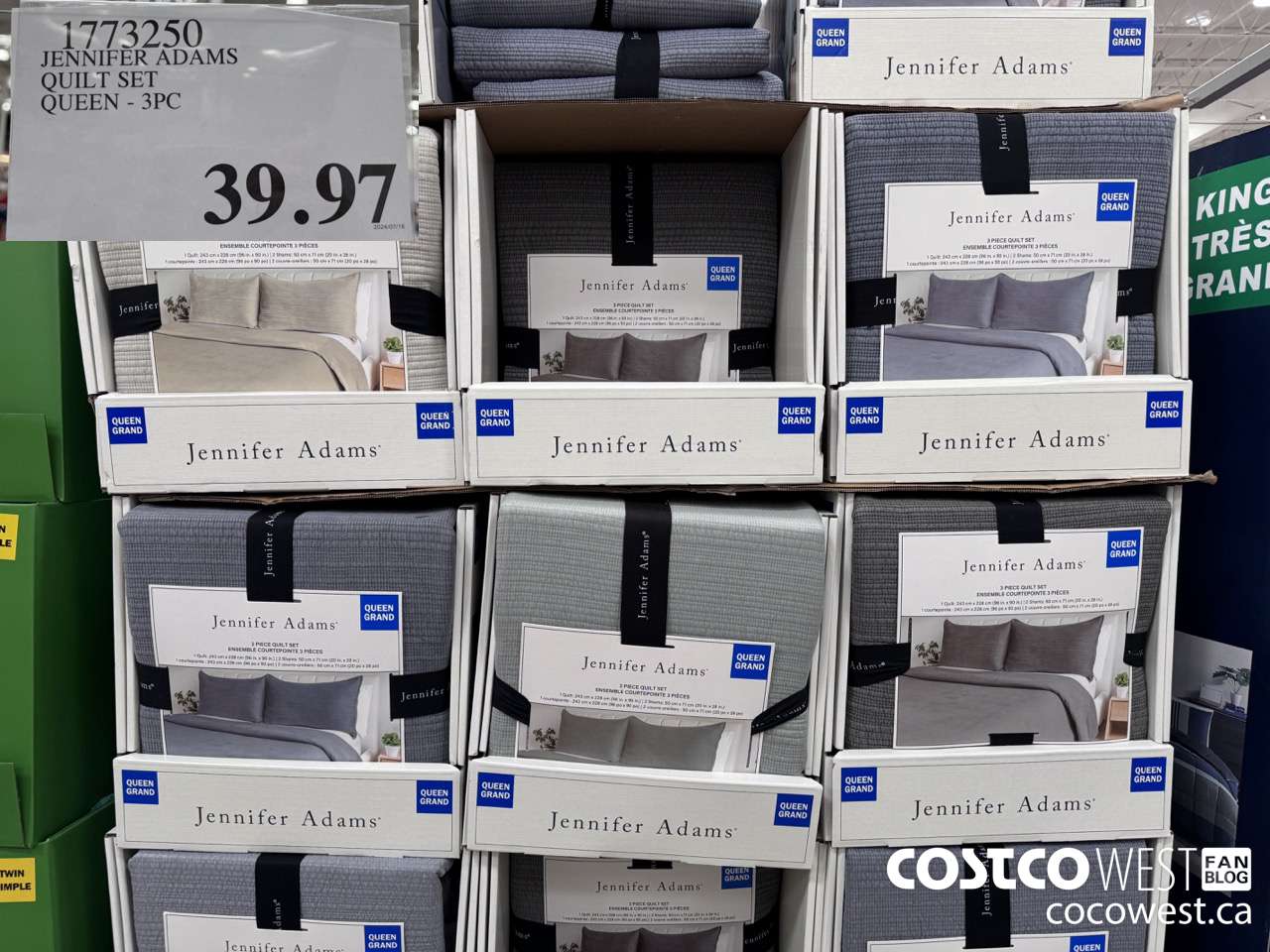 1773250 JENNIFER ADAMS QUILT SET QUEEN 3PC $39.97