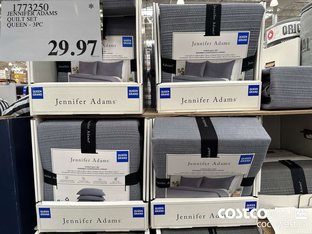 1773250 JENNIFER ADAMS QUILT SET QUEEN 3PC $29.97