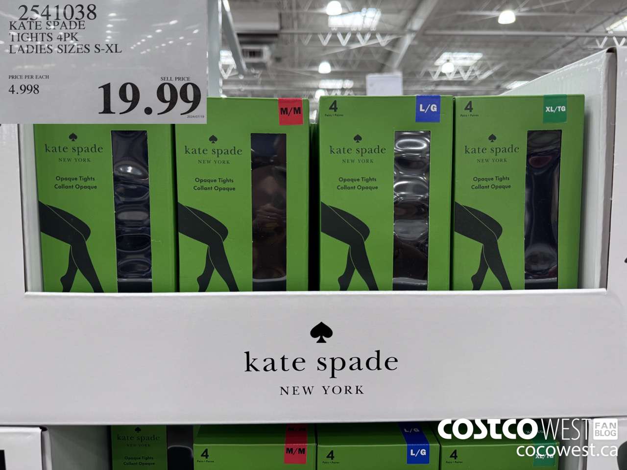 2541038 KATE SPADE TIGHTS 4PK LADIES SIZES S-XL $19.99