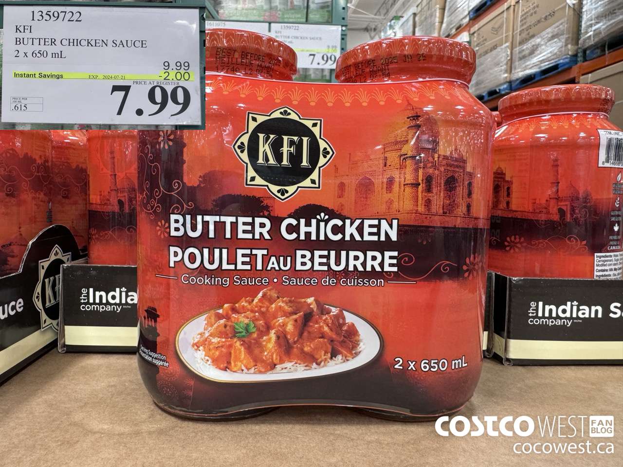 1359722 KFI BUTTER CHICKEN SAUCE 2 x 650 mL ($2.00 INSTANT SAVINGS EXPIRES ON 2024-07-21) $7.99