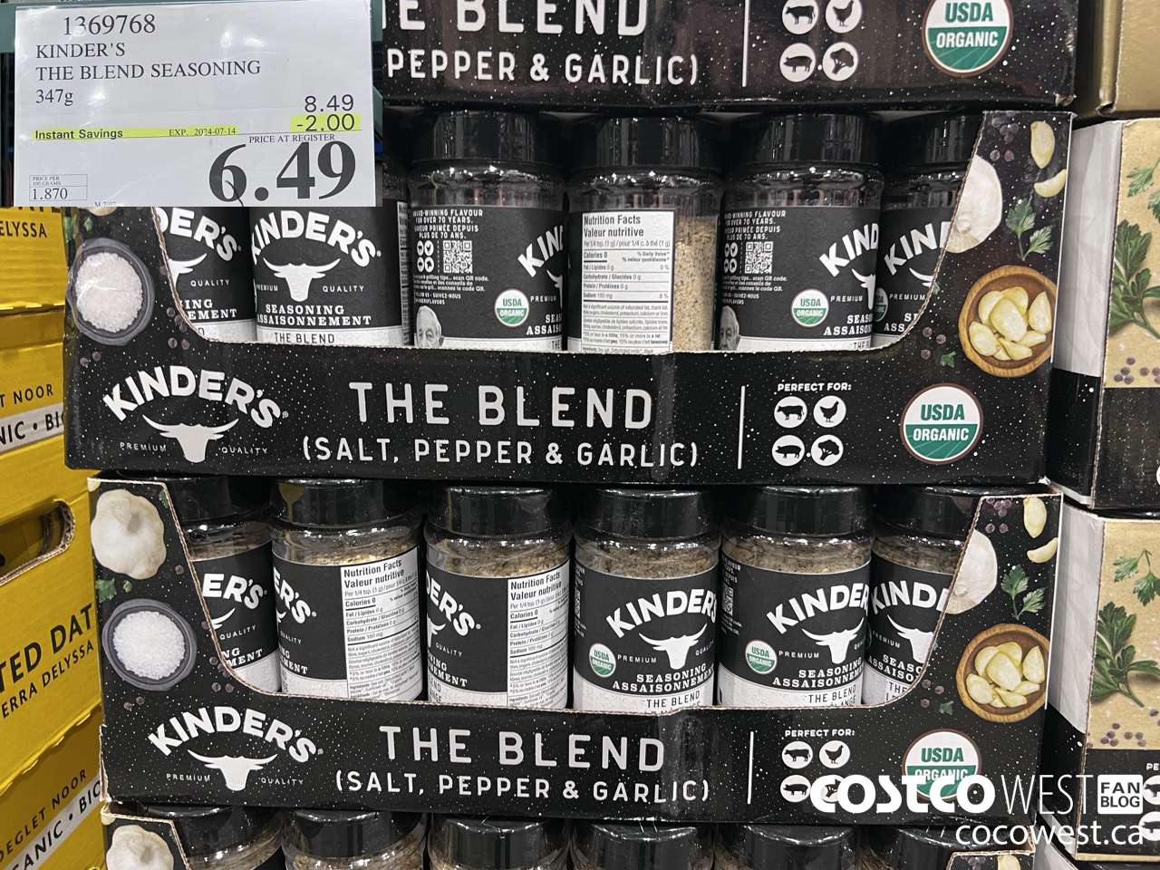 1369768 KINDER'S THE BLEND SEASONING 347G ($2.00 INSTANT SAVINGS EXPIRES ON 2024-07-14) $6.49