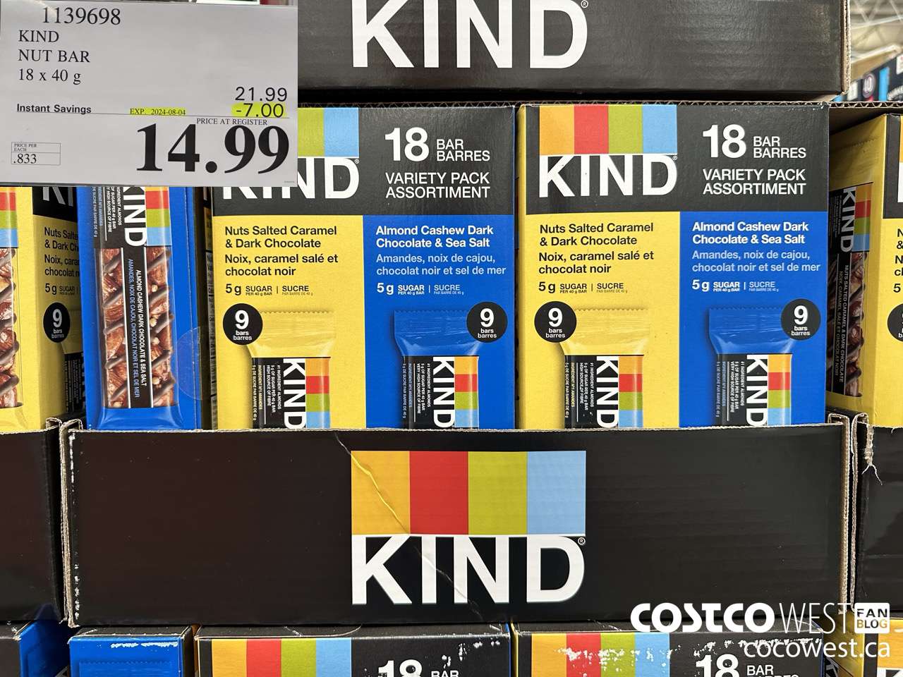 1139698 KIND NUT BAR 18 x 40 g ($7.00 INSTANT SAVINGS EXPIRES ON 2024-08-04) $14.99