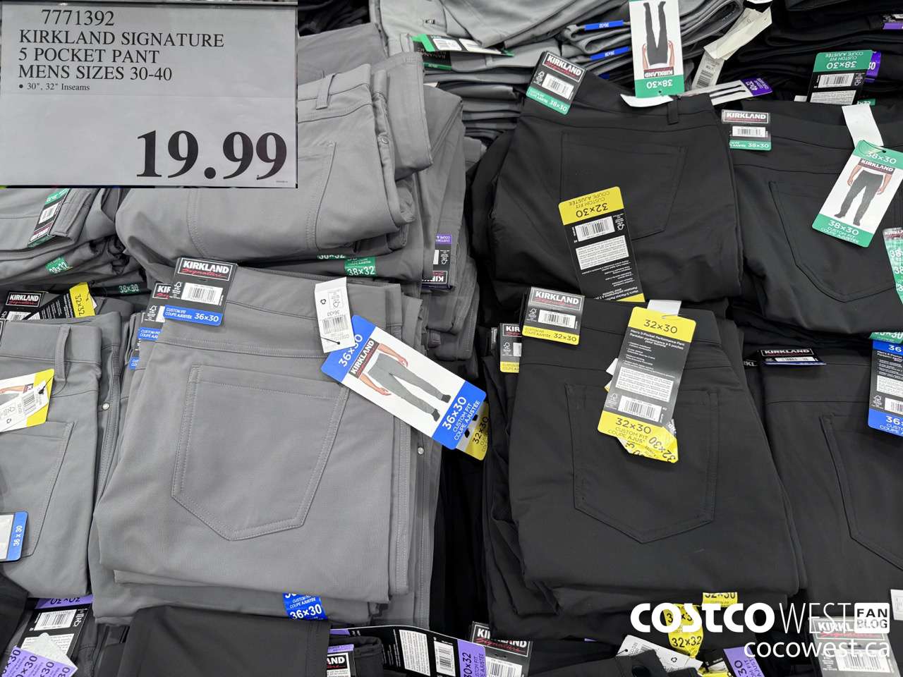 7771392 KIRKLAND SIGNATURE 5 POCKET PANT MENS SIZES 30-40 $19.99