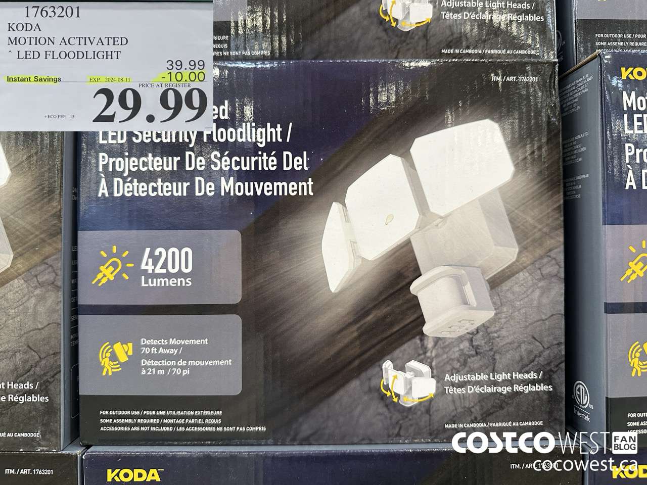 1763201 KODA MOTION ACTIVATED LED FLOODLIGHT ($10.00 INSTANT SAVINGS EXPIRES ON 2024-08-11) $29.99