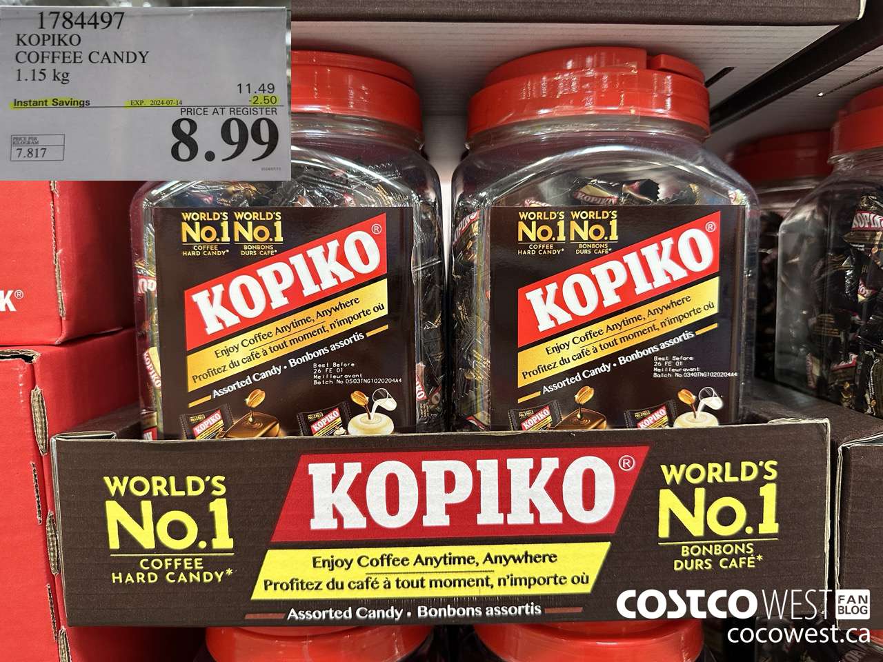1784497 KOPIKO COFFEE CANDY 1.15 kg ($2.50 INSTANT SAVINGS EXPIRES ON 2024-07-14) $8.99