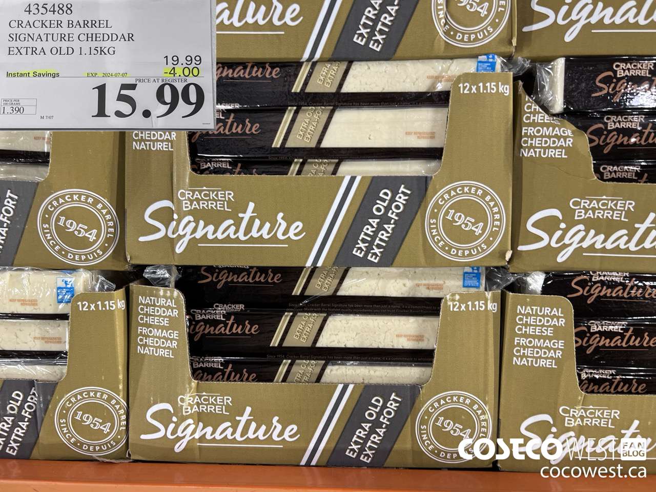 435488 KRAFT EXTRA OLD CHEDDAR 1.15 KG ($4.00 INSTANT SAVINGS EXPIRES ON 2024-07-07) $15.99