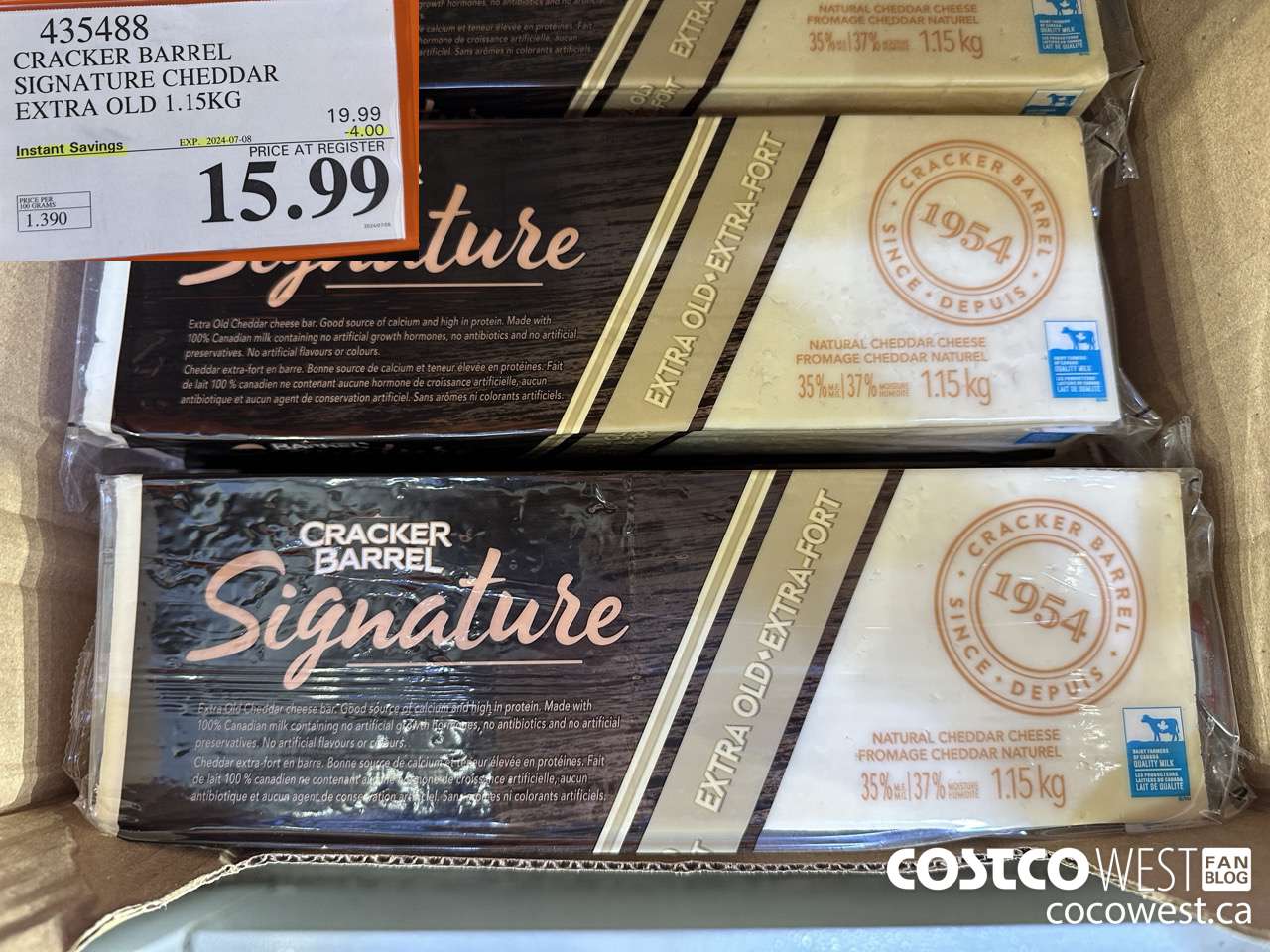 435488 KRAFT EXTRA OLD CHEDDAR 1.15 KG ($4.00 INSTANT SAVINGS EXPIRES ON 2024-07-08) $15.99