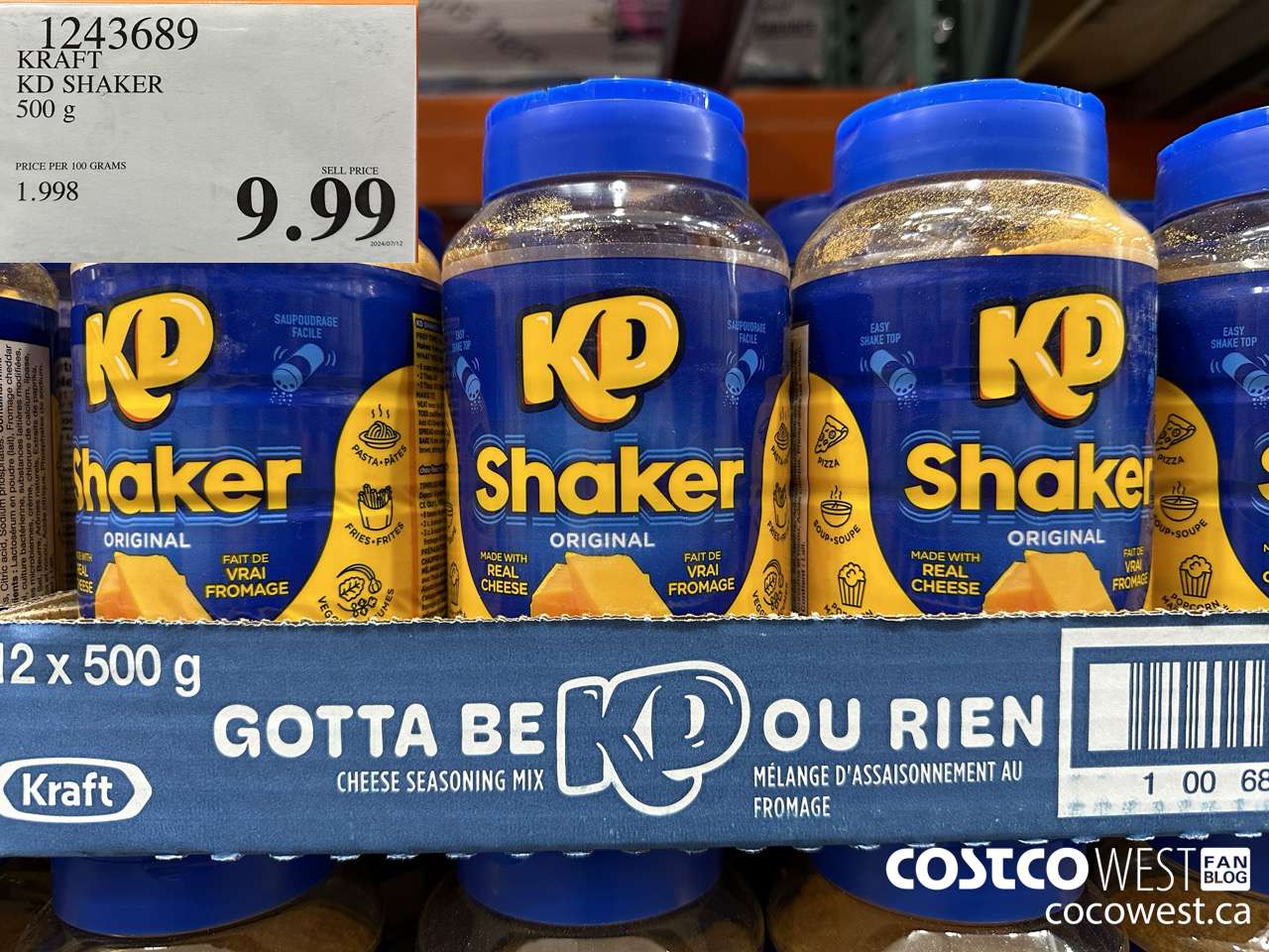 1243689 KRAFT KD SHAKER 500 G $9.99