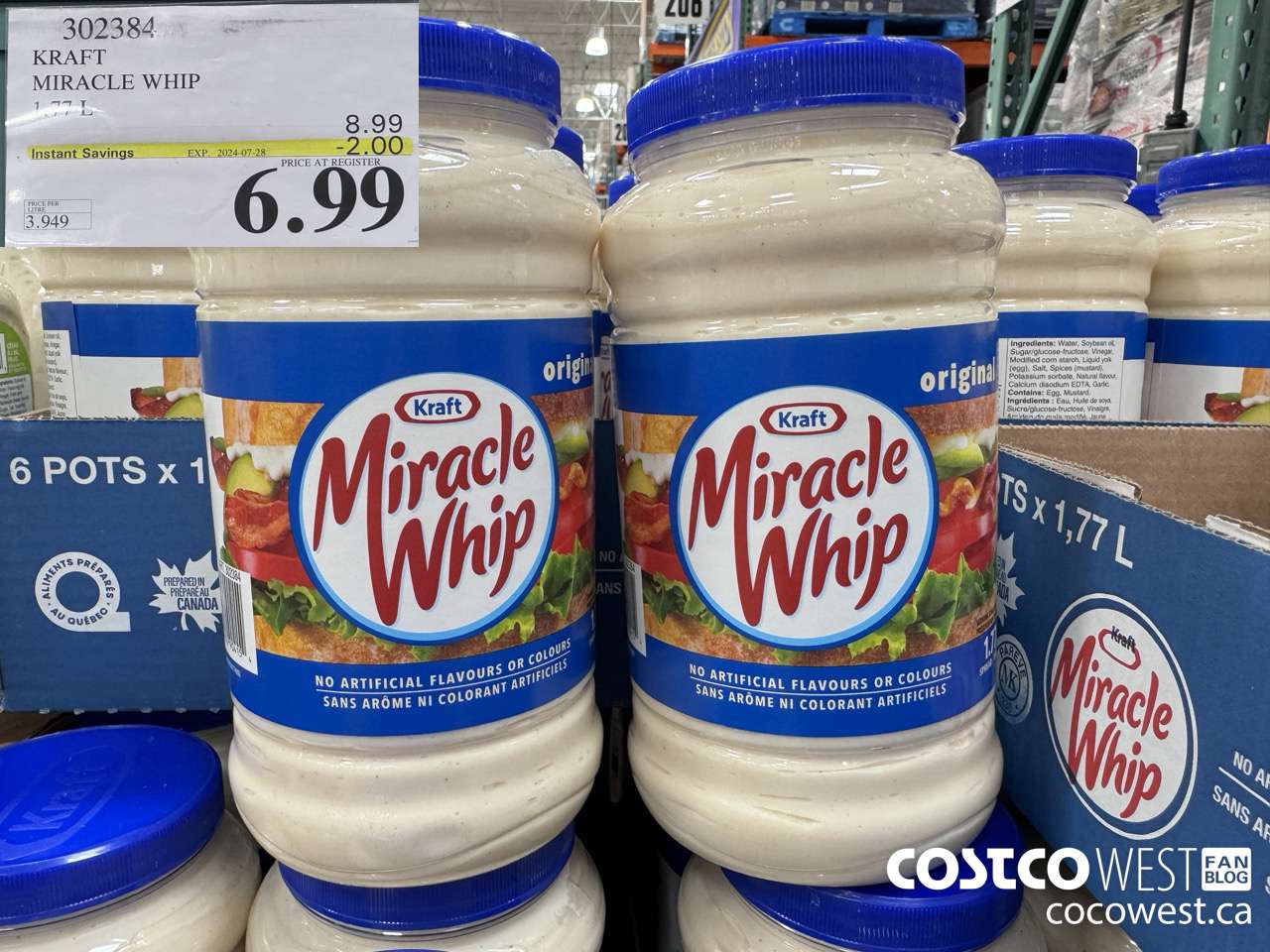 302384 KRAFT MIRACLE WHIP 1.77 L ($2.00 INSTANT SAVINGS EXPIRES ON 2024-07-28) $6.99