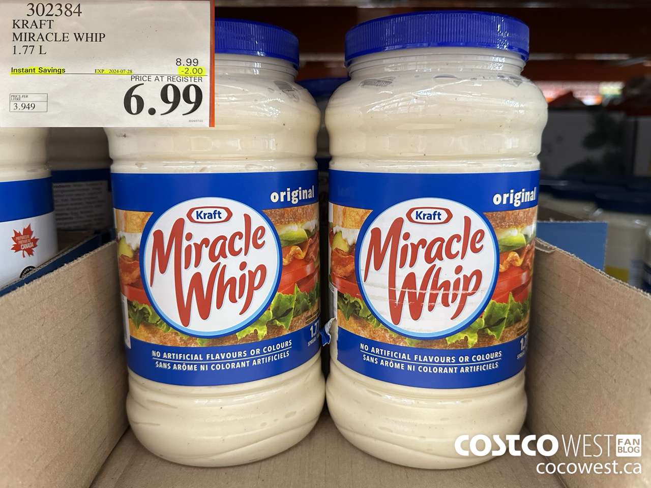 302384 KRAFT MIRACLE WHIP 1.77 L ($2.00 INSTANT SAVINGS EXPIRES ON 2024-07-28) $6.99