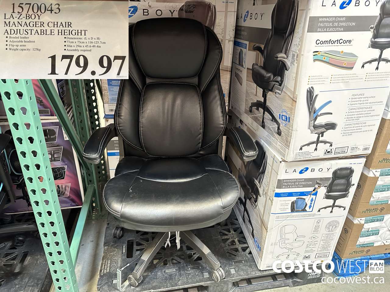 1570043 LA-Z-BOY MANAGER CHAIR ADJUSTABLE HEIGHT $179.97