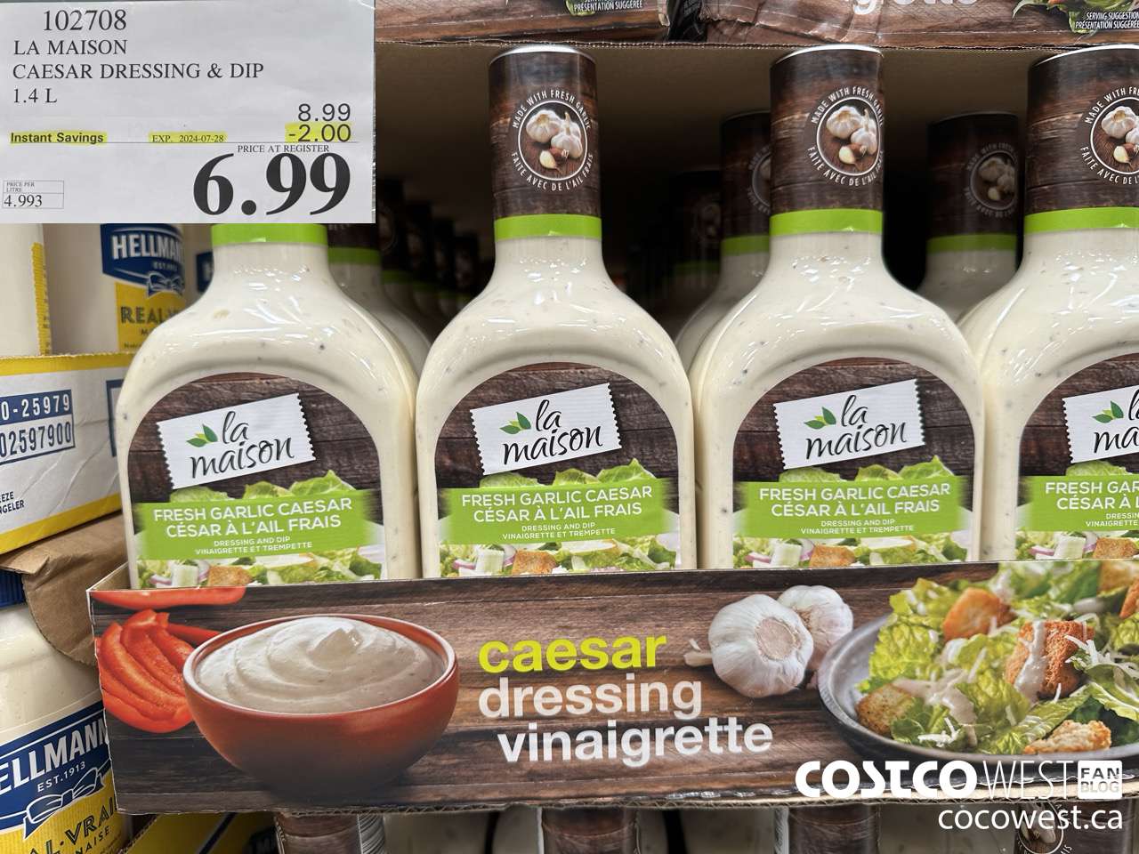 102708 LA MAISON FRESH GARLIC CAESAR DRESSING 1.4 L ($2.00 INSTANT SAVINGS EXPIRES ON 2024-07-28) $6.99