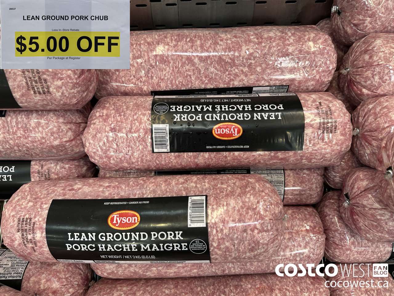 28537 LEAN GROUND PORK CHUB ($5.00 INSTANT SAVINGS)