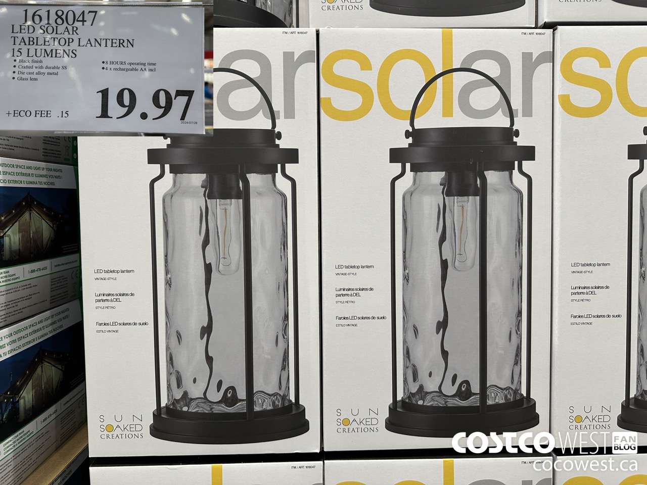 1618047 LED SOLAR TABLETOP LANTERN 15 LUMENS $19.97