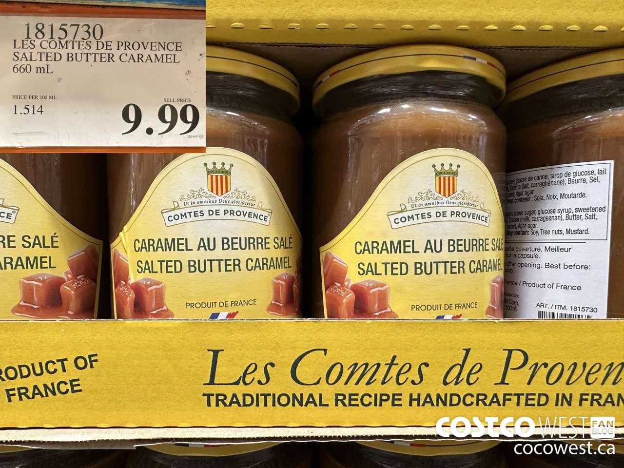 1815730 LES COMTES DE PROVENCE SALTED BUTTER CARAMEL 660ML $9.99