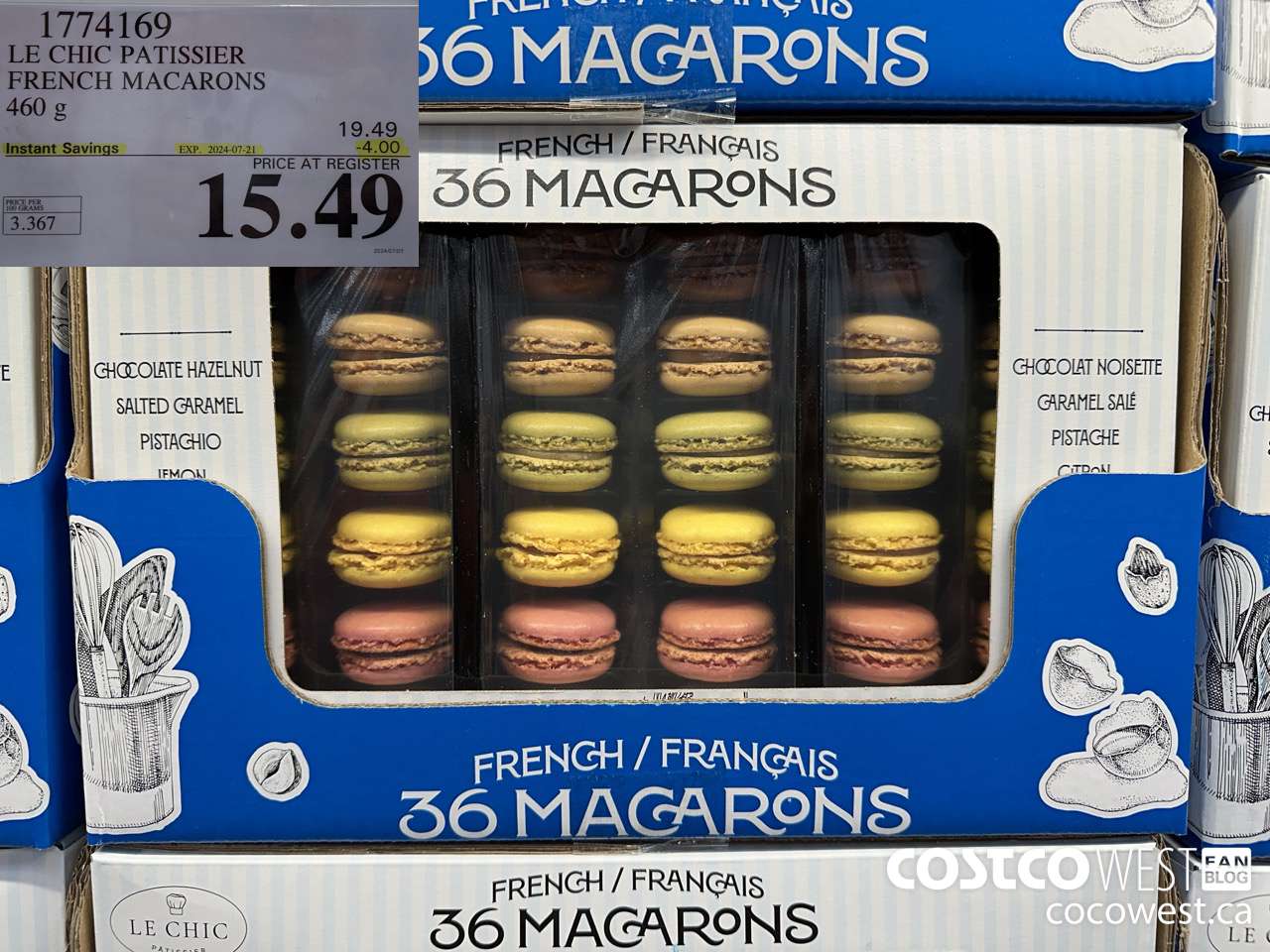 1774169 LE CHIC PATISSIER FRENCH MACARONS 460G ($4.00 INSTANT SAVINGS EXPIRES ON 2024-07-21) $15.49