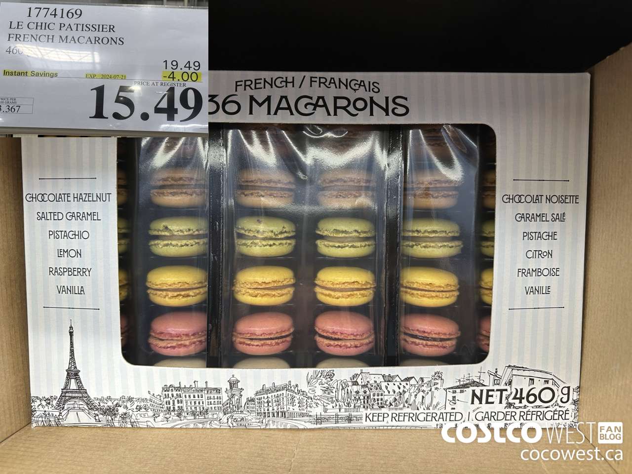 1774169 LE CHIC PATISSIER FRENCH MACARONS 460G ($4.00 INSTANT SAVINGS EXPIRES ON 2024-07-21) $15.49
