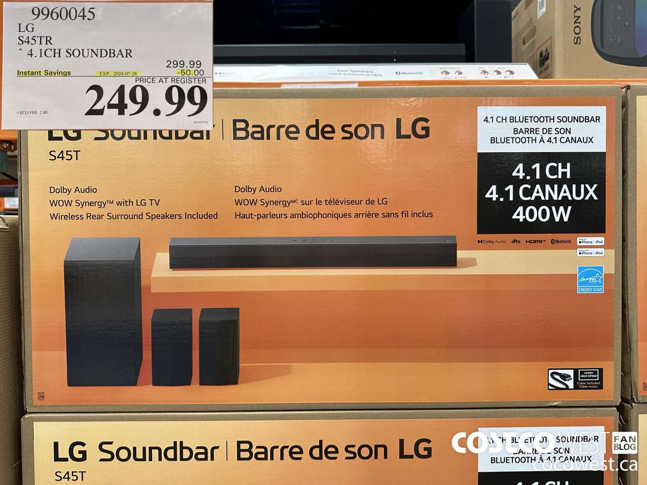 9960045 LG S45TR 4.1CH SOUNDBAR ($50.00 INSTANT SAVINGS EXPIRES ON 2024-07-28) $249.99