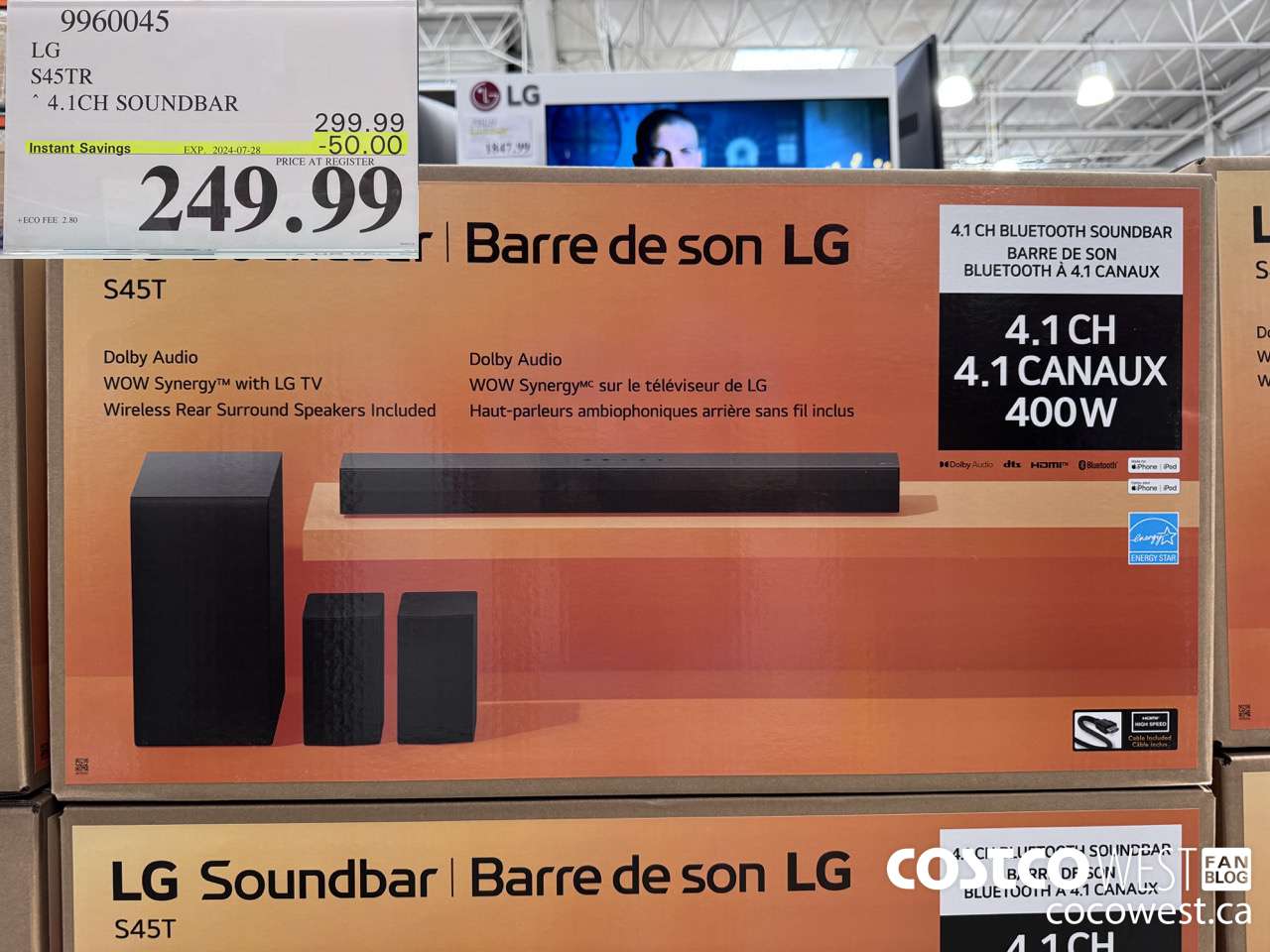 9960045 LG S45TR 4.1CH SOUNDBAR ($50.00 INSTANT SAVINGS EXPIRES ON 2024-07-28) $249.99