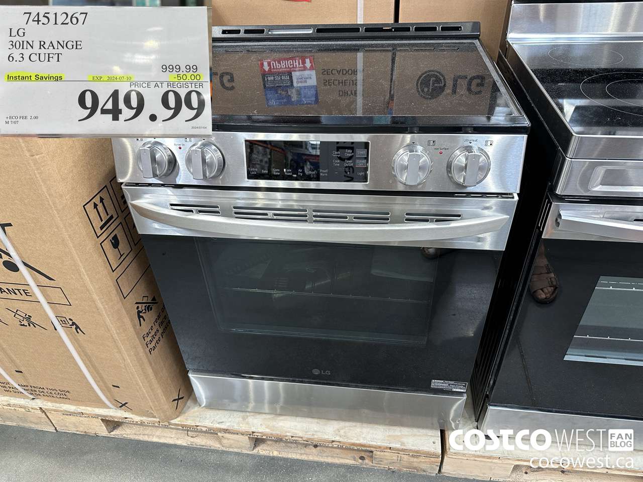 7451267 LG SLIDE-IN RANGE 6.3 CU. FT. ($50.00 INSTANT SAVINGS EXPIRES ON 2024-07-10) $949.99