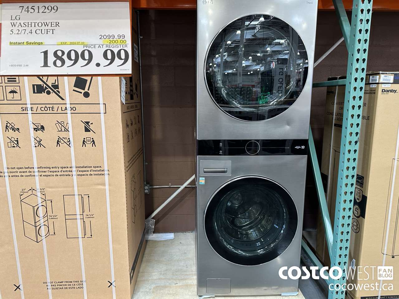 7451299 LG WASHTOWER 5.2/7.4 CUFT ($200.00 INSTANT SAVINGS EXPIRES ON 2024-07-10) $1899.99