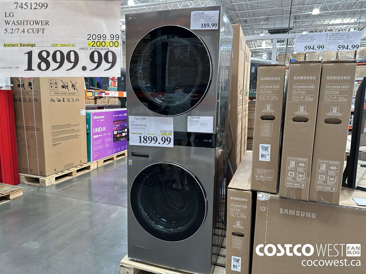 7451299 LG WASHTOWER 5.2/7.4 CUFT ($200.00 INSTANT SAVINGS EXPIRES ON 2024-07-10) $1899.99