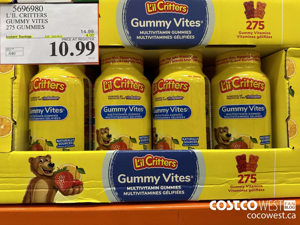 5696980 L'IL CRITTERS GUMMY VITES 275 GUMMIES ($4.00 INSTANT SAVINGS EXPIRES ON 2024-09-01) $10.99