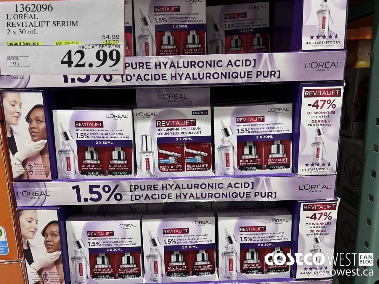 1362096 L'OREAL REVITALIFT SERUM 2 X 30 ML ($12.00 INSTANT SAVINGS EXPIRES ON 2024-07-14) $42.99