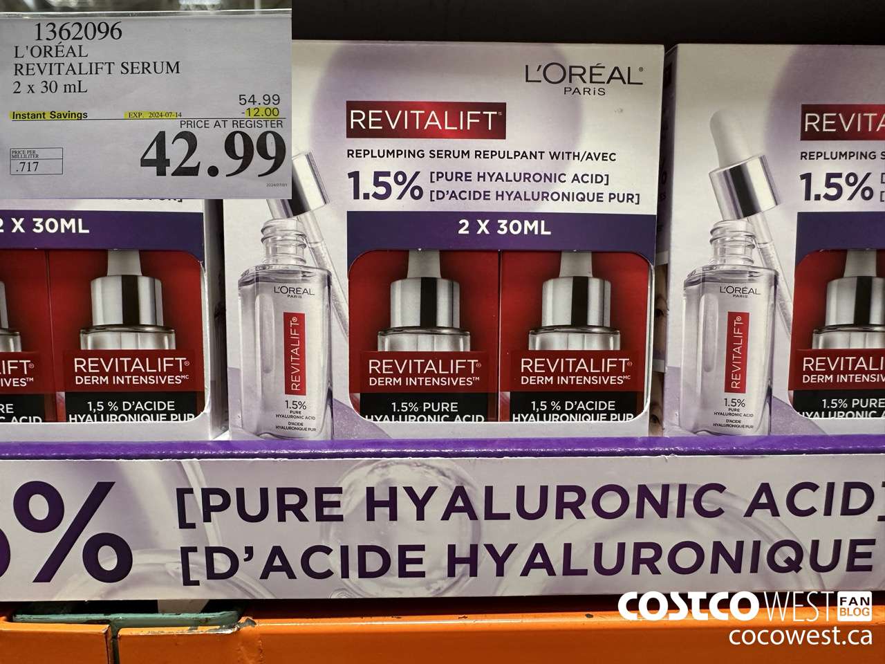 1362096 L'OREAL REVITALIFT SERUM 2 X 30 ML ($12.00 INSTANT SAVINGS EXPIRES ON 2024-07-14) $42.99