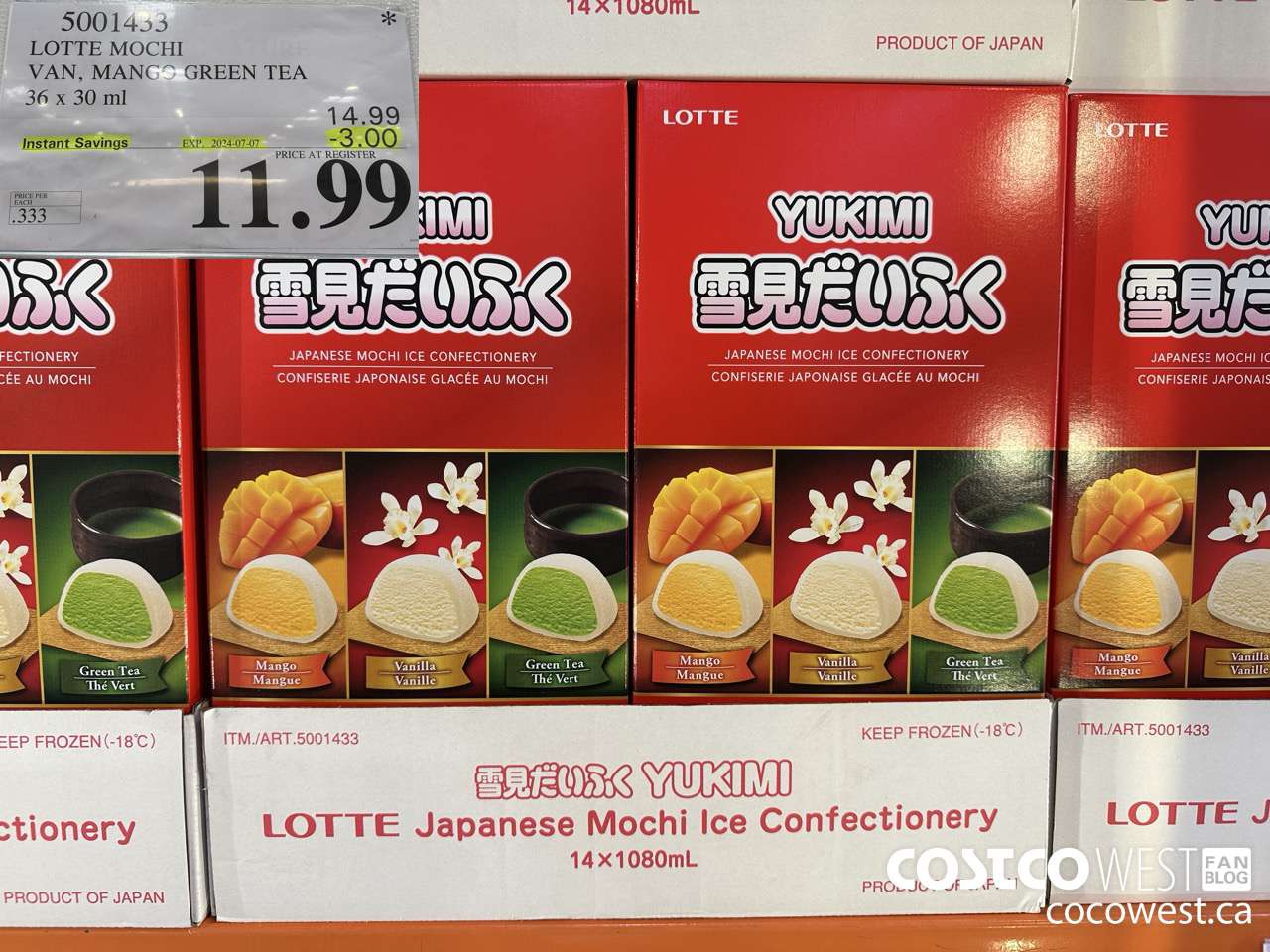 5001433 LOTTE MOCHI VAN, MANGO GREEN TEA 36 X 30 ML ($3.00 INSTANT SAVINGS EXPIRES ON 2024-07-07) $11.99