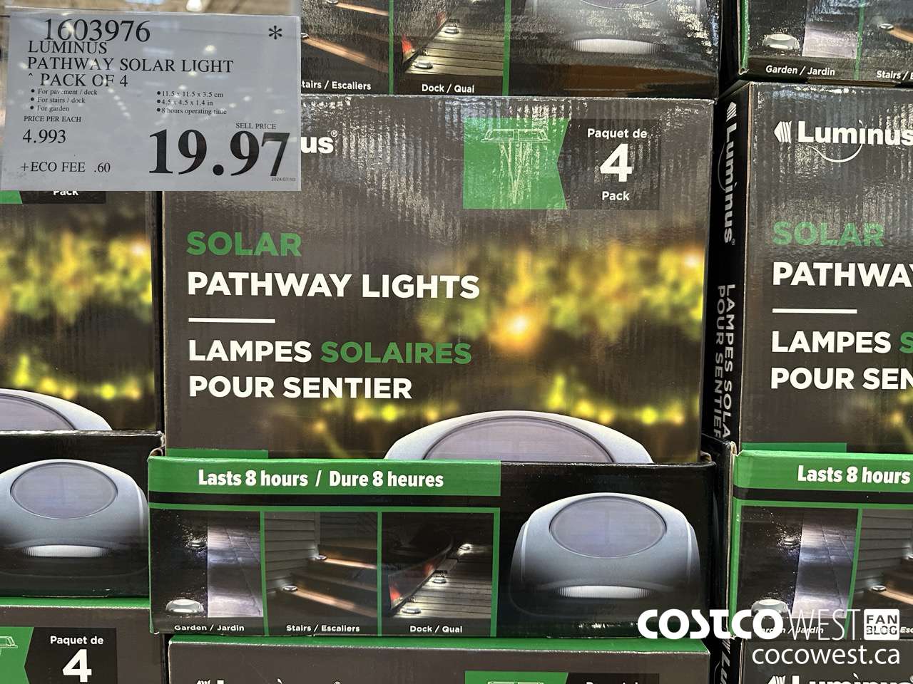 1603976 LUMINUS PATHWAY SOLAR LIGHT PACK OF 4 $19.97