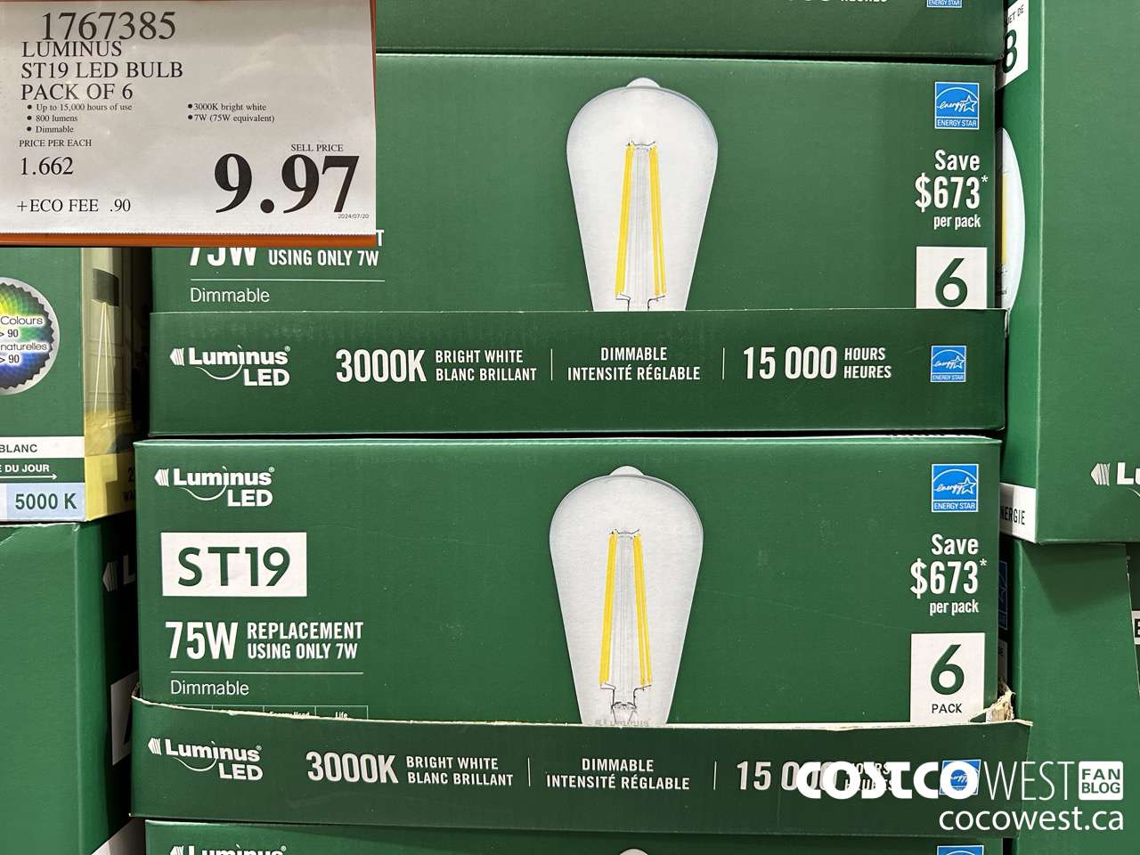 1767385 LUMINUS ST19 LED BULB PACK OF 6 $9.97