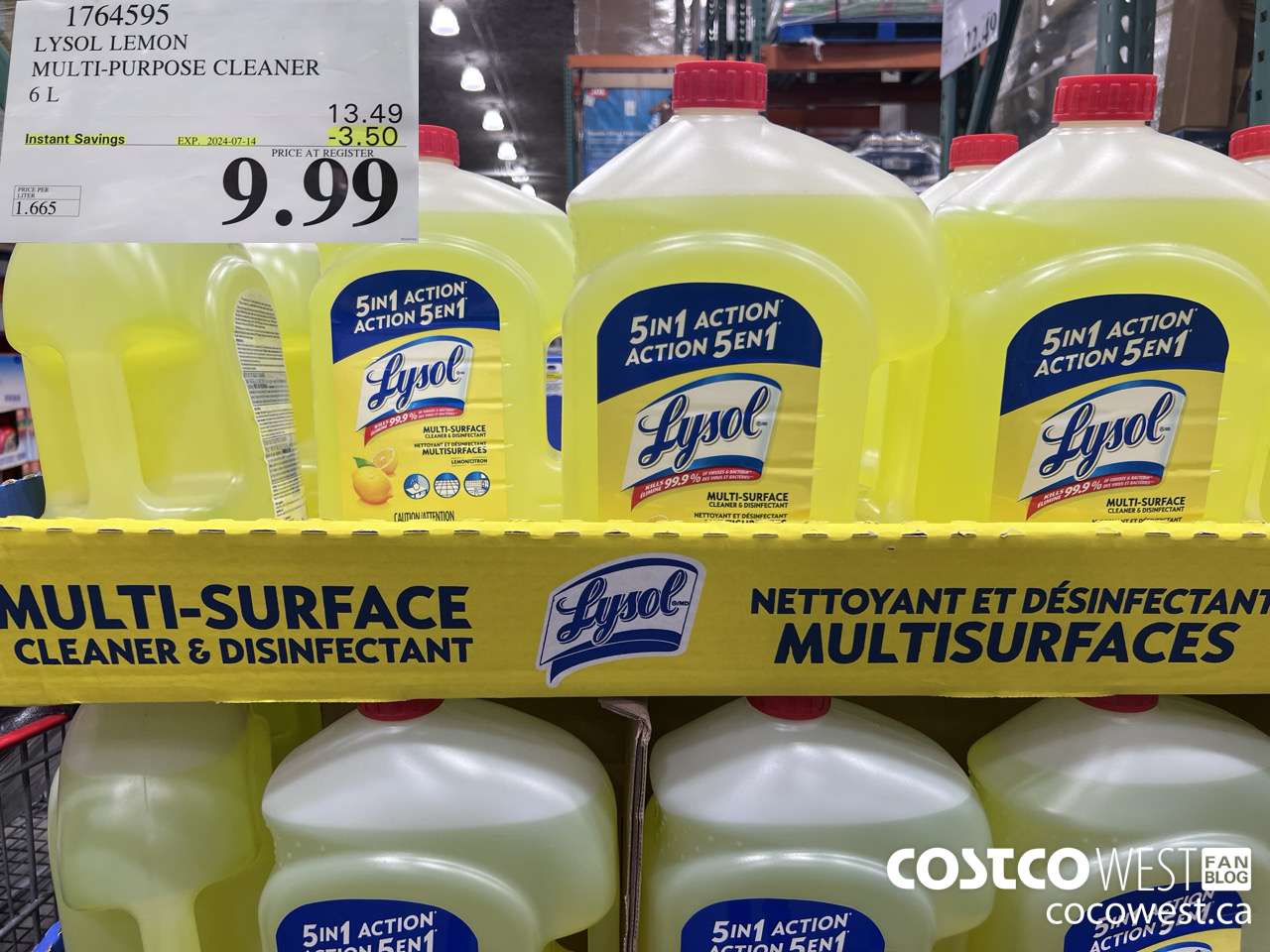 1764595 LYSOL LEMON MULTI-PURPOSE CLEANER 6L ($3.50 INSTANT SAVINGS EXPIRES ON 2024-07-14) $9.99