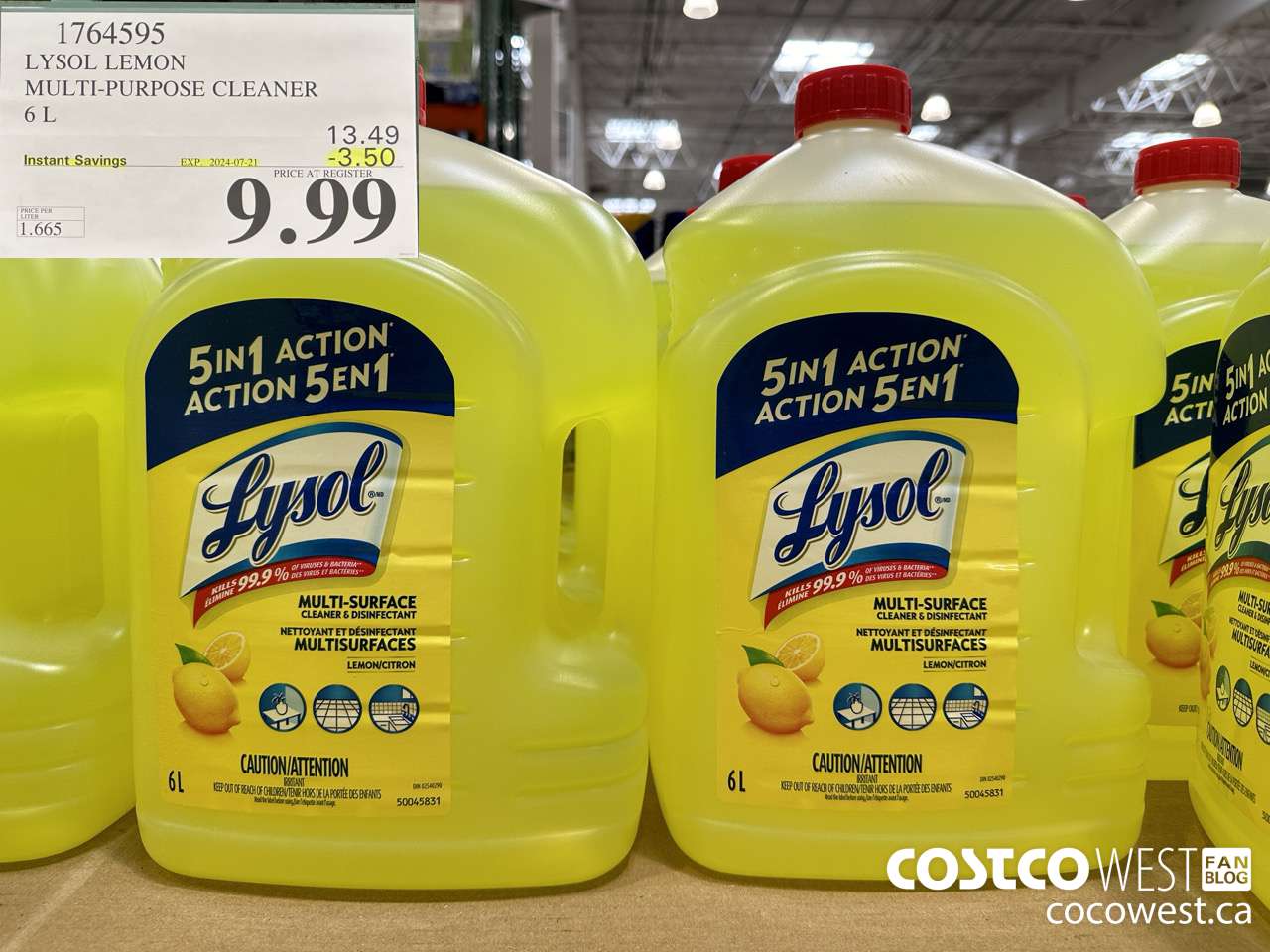1764595 LYSOL LEMON MULTI-PURPOSE CLEANER 6L ($3.50 INSTANT SAVINGS EXPIRES ON 2024-07-21) $9.99