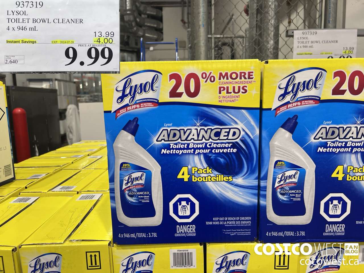 937319 LYSOL TOILET BOWL CLEANER 4 x 946 ML ($4.00 INSTANT SAVINGS EXPIRES ON 2024-07-28) $9.99