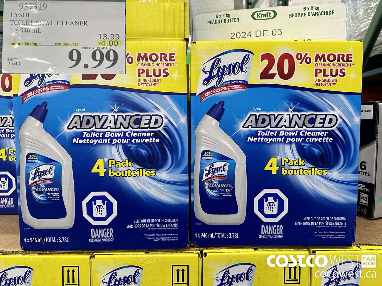 937319 LYSOL TOILET BOWL CLEANER 4 x 946 ML ($4.00 INSTANT SAVINGS EXPIRES ON 2024-07-28) $9.99